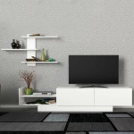 Σύνθεση τηλεόρασης Egemen Megapap από μελαμίνη χρώμα λευκό 180x32x40εκ. - Image 3