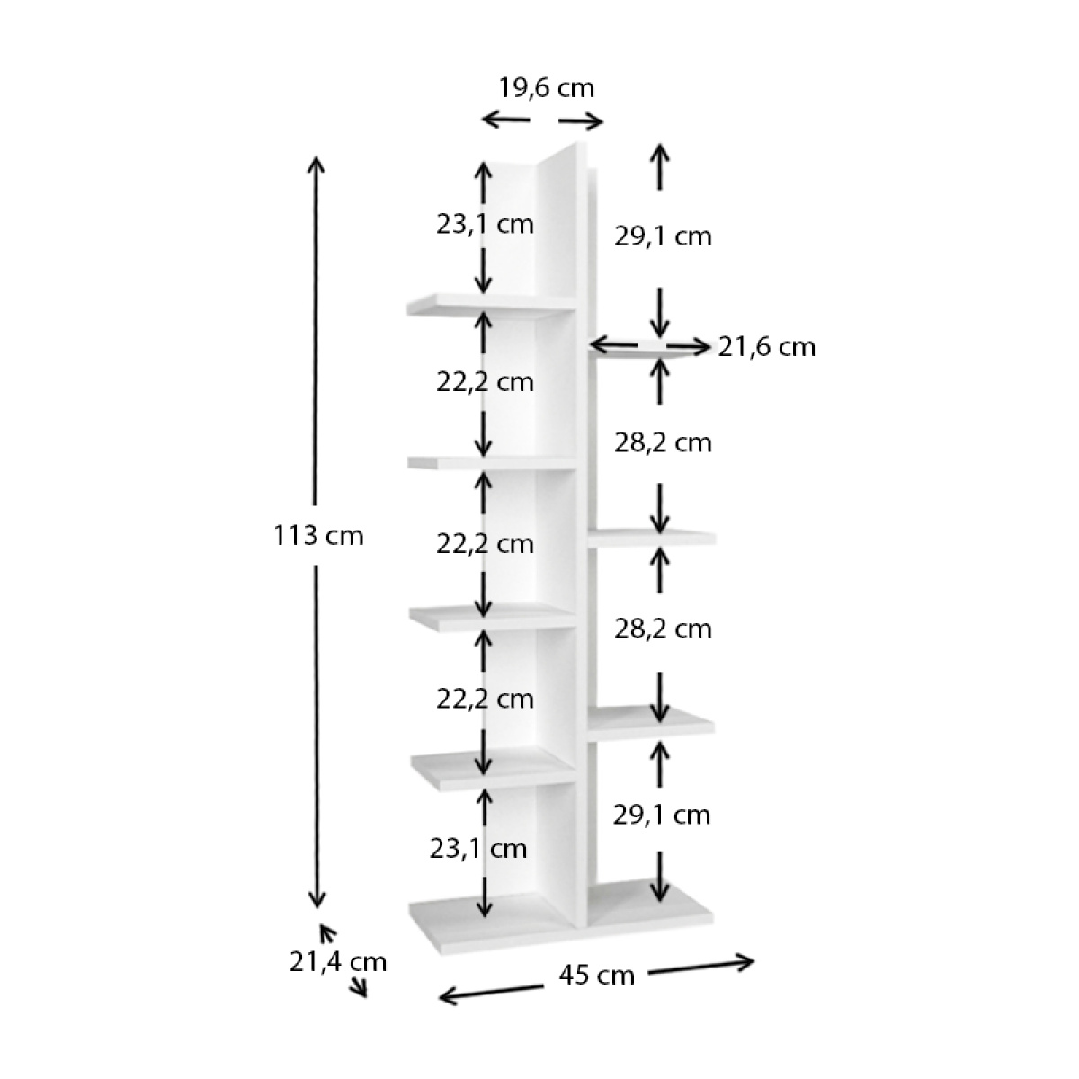 Βιβλιοθήκη μελαμίνης Tree Megapap χρώμα λευκό 45x21,4x113εκ. - Image 3