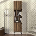 Βιβλιοθήκη μελαμίνης Norma Megapap χρώμα καρυδί 45x35x184εκ. - Image 3