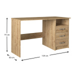 Γραφείο εργασίας Eldoris Megapap από μελαμίνη χρώμα sapphire oak 120x60x75εκ. - Image 5