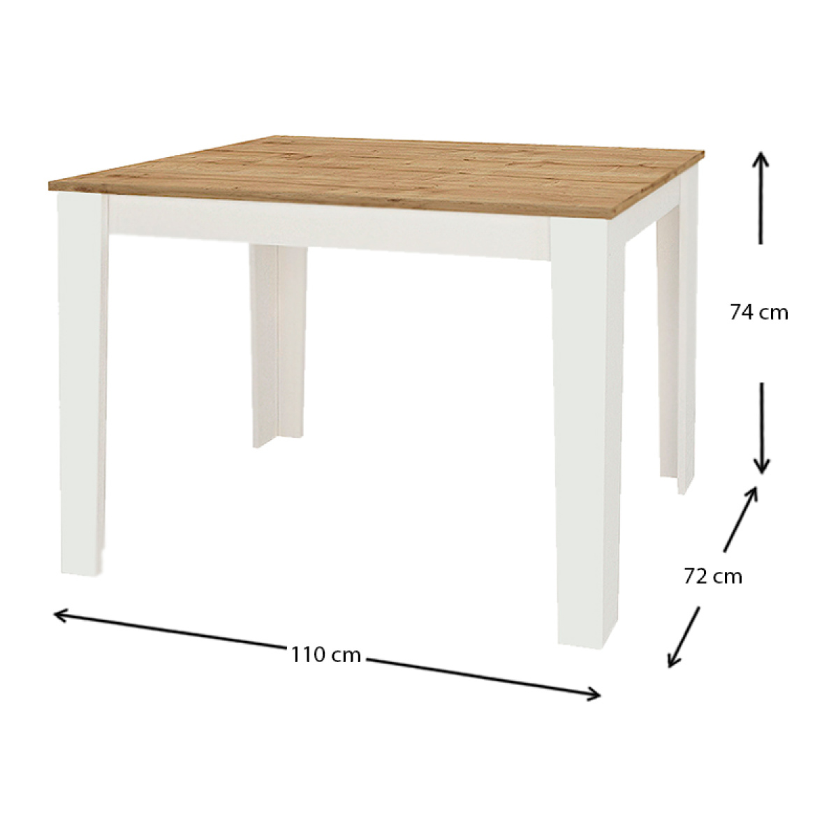 Τραπέζι μελαμίνης Darlen Megapap χρώμα λευκό - sapphire oak 110x72x74εκ. - Image 5