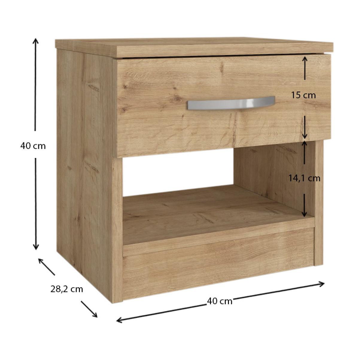 Κομοδίνο μελαμίνης Lube Megapap χρώμα sapphire oak 40x28,2x40εκ. - Image 5