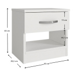 Κομοδίνο μελαμίνης Lube Megapap χρώμα λευκό 40x28,2x40εκ. - Image 5