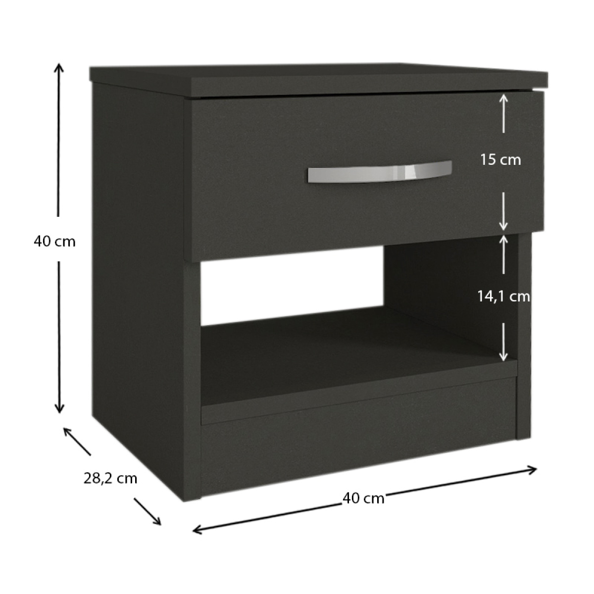 Κομοδίνο μελαμίνης Lube Megapap χρώμα ανθρακί 40x28,2x40εκ. - Image 5
