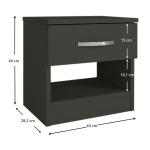 Κομοδίνο μελαμίνης Lube Megapap χρώμα ανθρακί 40x28,2x40εκ. - Image 5