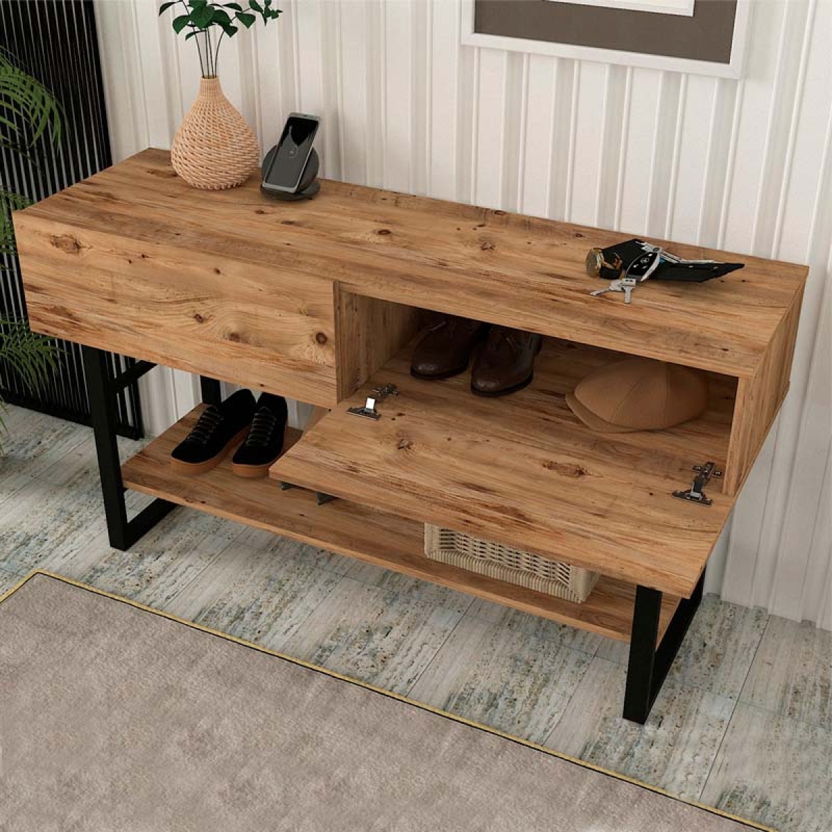 Κονσόλα μελαμίνης Aron Megapap χρώμα atlantic pine 138,8x41x75,7εκ. - Image 4