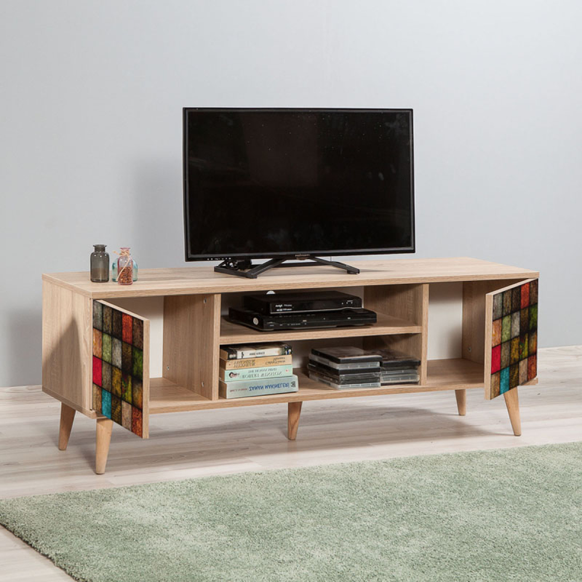 Έπιπλο τηλεόρασης Soho Megapap από μελαμίνη χρώμα sonoma 140x40x50 εκ. - Image 2