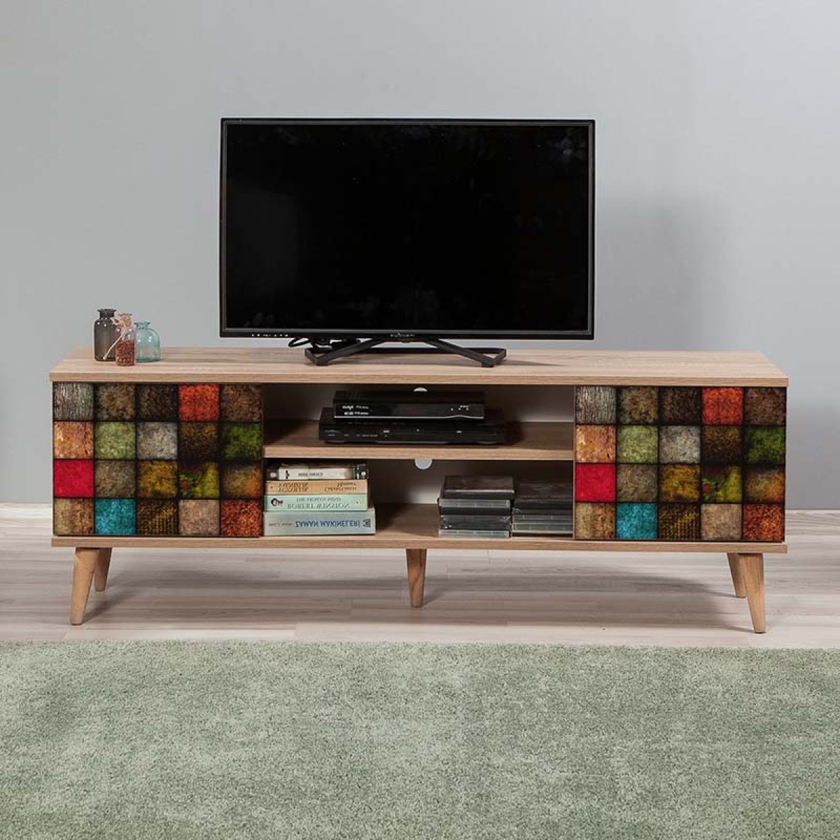 Έπιπλο τηλεόρασης Soho Megapap από μελαμίνη χρώμα sonoma 140x40x50 εκ. - Image 3