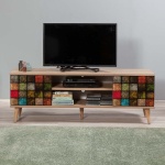 Έπιπλο τηλεόρασης Soho Megapap από μελαμίνη χρώμα sonoma 140x40x50 εκ. - Image 3