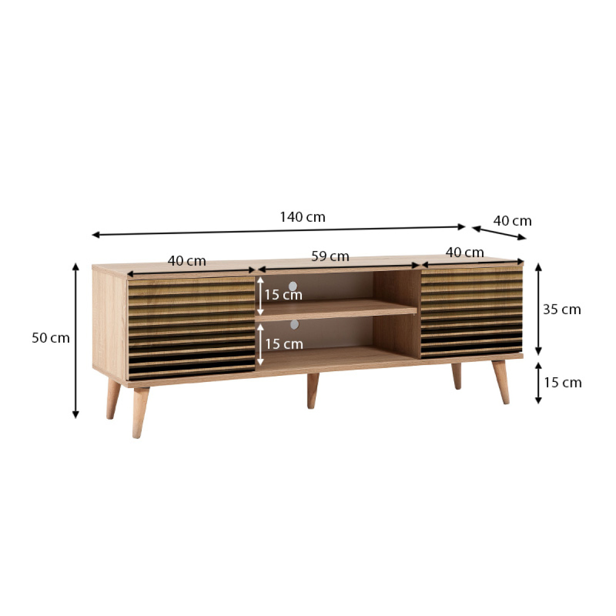 Έπιπλο τηλεόρασης Soho Megapap από μελαμίνη χρώμα sonoma 140x40x50 εκ. - Image 5
