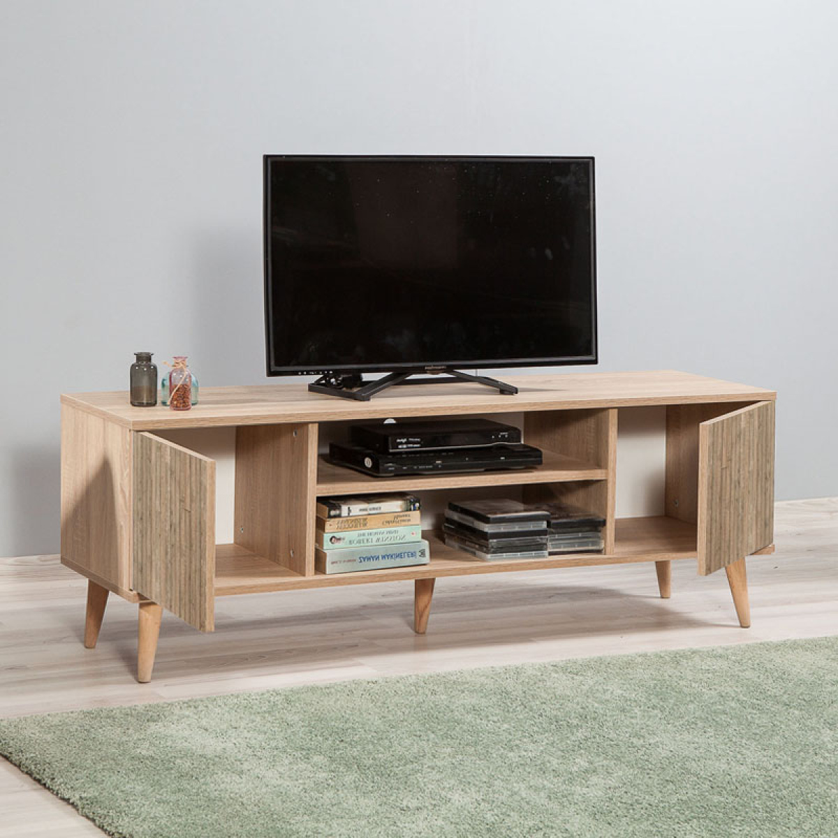 Έπιπλο τηλεόρασης Soho Megapap από μελαμίνη χρώμα sonoma 140x40x50 εκ. - Image 2