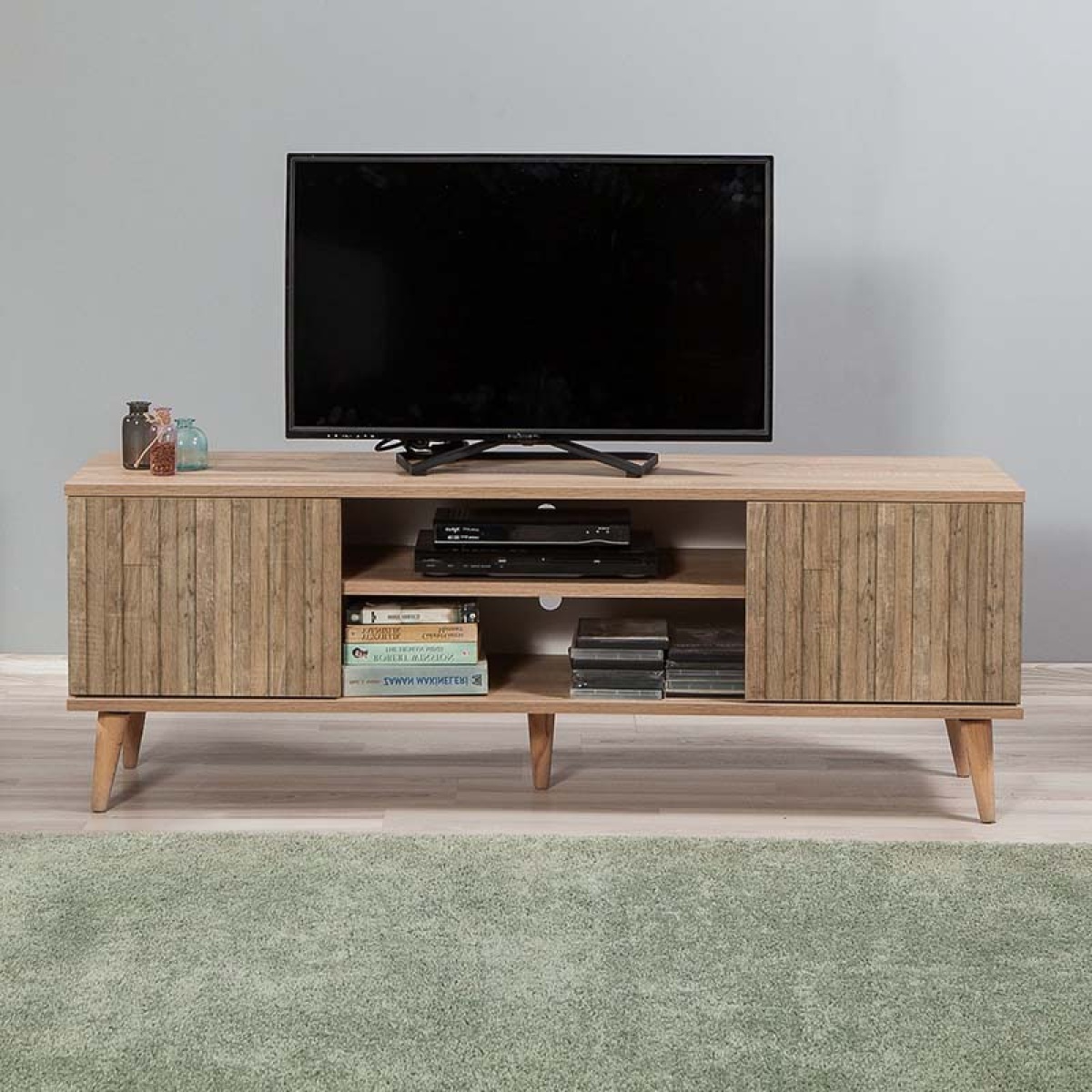 Έπιπλο τηλεόρασης Soho Megapap από μελαμίνη χρώμα sonoma 140x40x50 εκ. - Image 3
