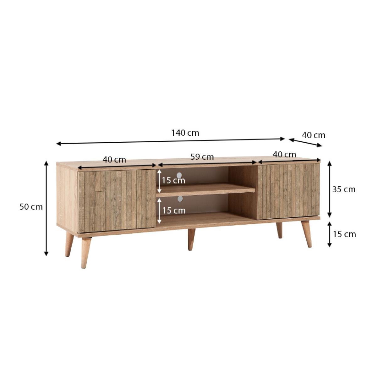 Έπιπλο τηλεόρασης Soho Megapap από μελαμίνη χρώμα sonoma 140x40x50 εκ. - Image 5