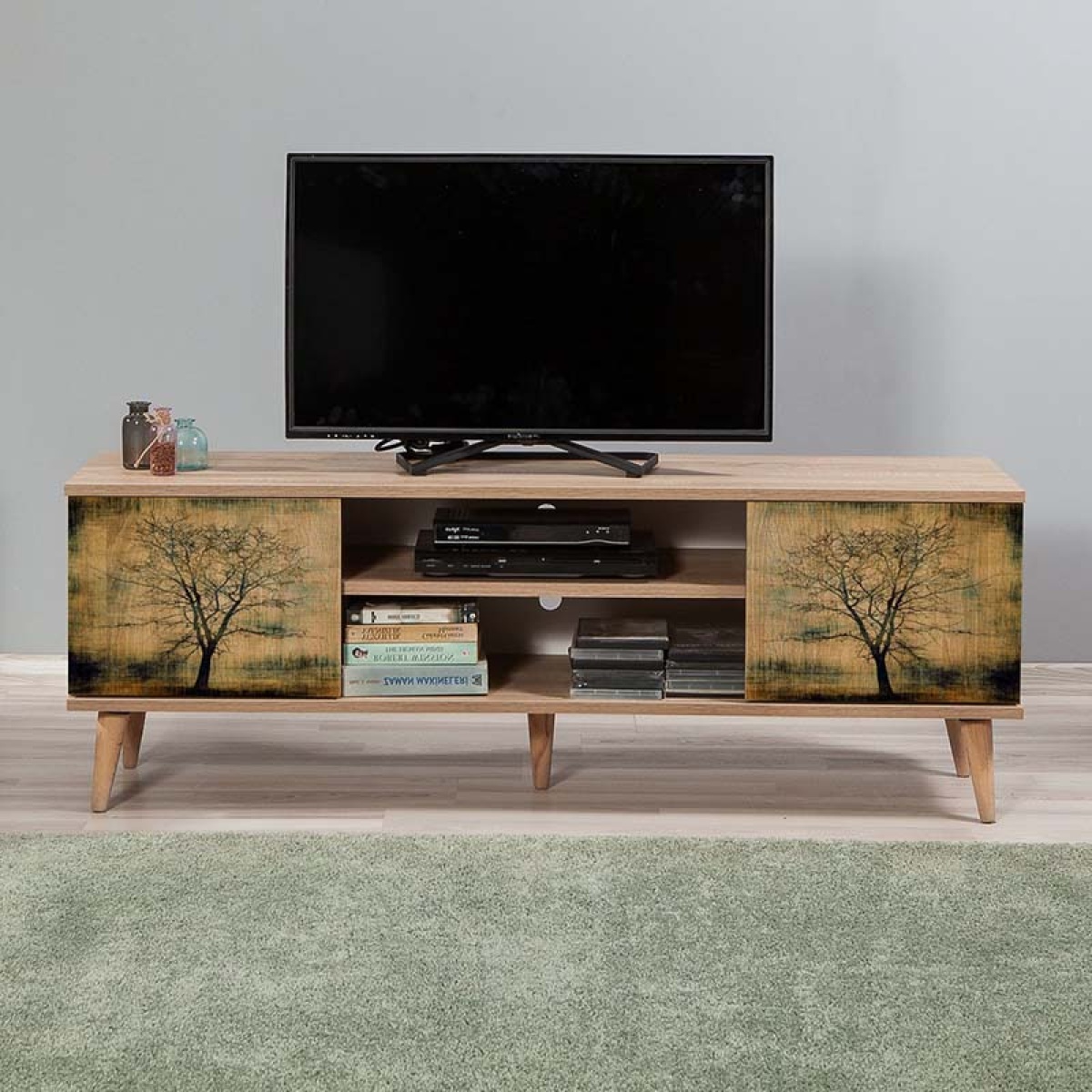 Έπιπλο τηλεόρασης Soho Megapap από μελαμίνη χρώμα sonoma 140x40x50 εκ. - Image 3