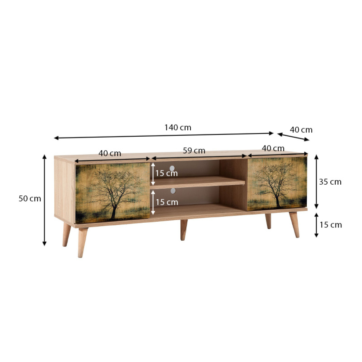 Έπιπλο τηλεόρασης Soho Megapap από μελαμίνη χρώμα sonoma 140x40x50 εκ. - Image 5