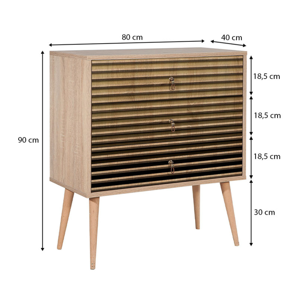 Συρταρτιέρα Soho Megapap από μελαμίνη χρώμα sonoma 80x40x90εκ. - Image 5