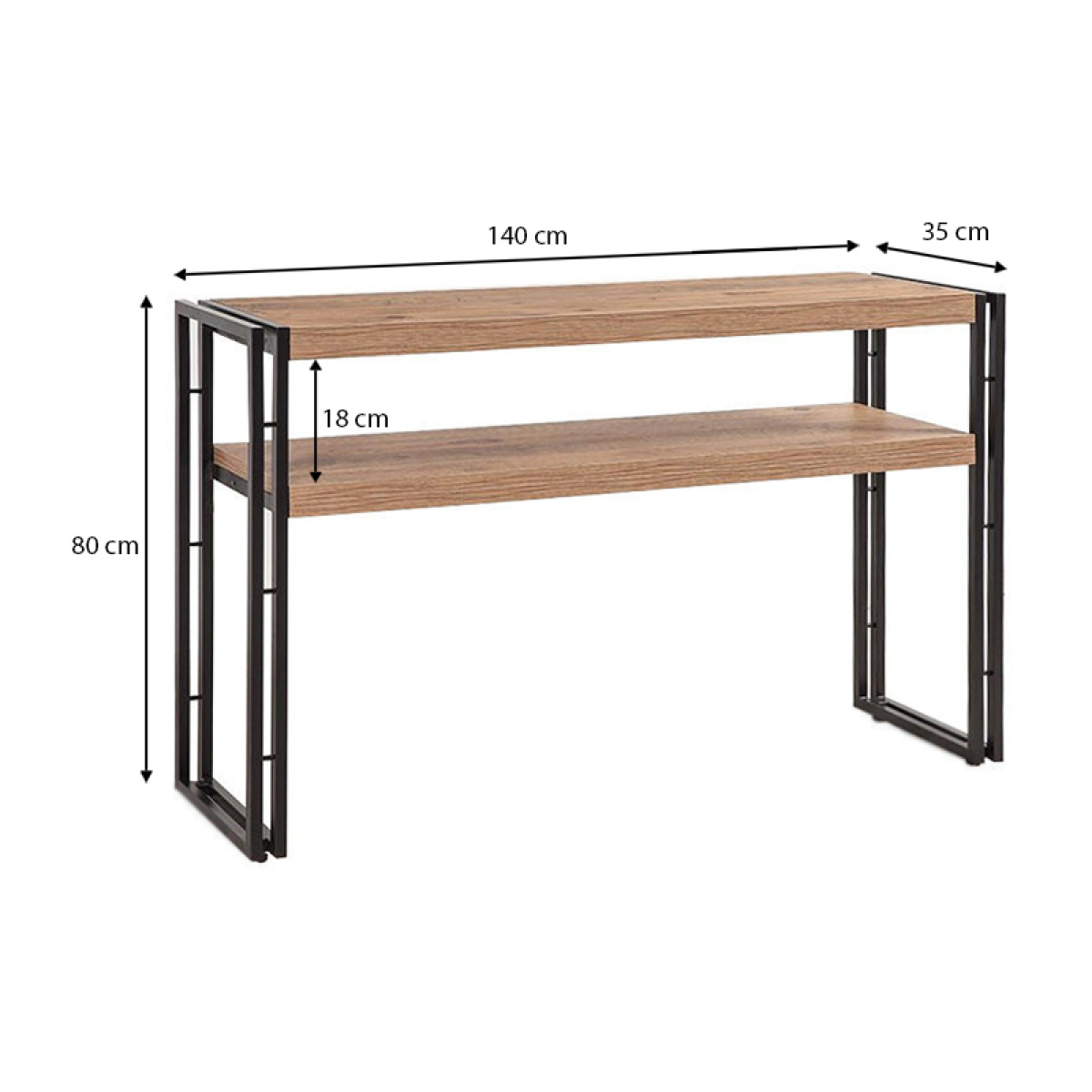 Κονσόλα Atlas Megapap μεταλλική - μελαμίνης χρώμα atlantic pine 140x35x80εκ. - Image 4