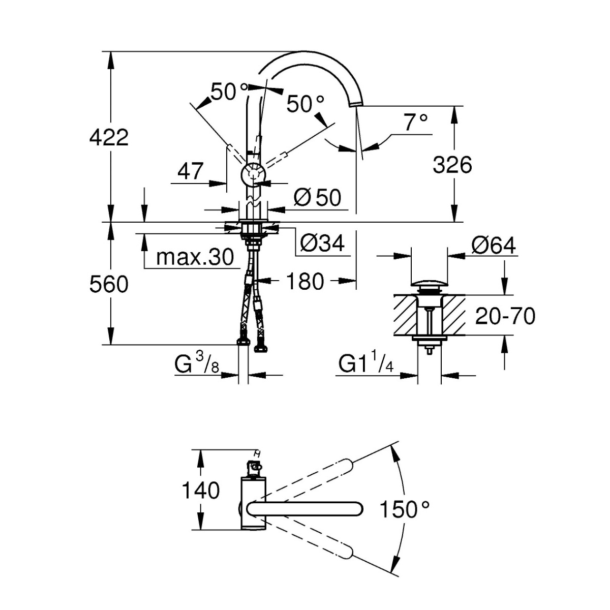 ΜΠΑΤΑΡΙΑ ΝΙΠΤΗΡΟΣ ATRIO 24365DC0 SUPERSTEEL ΨΗΛΗ GROHE - Image 2