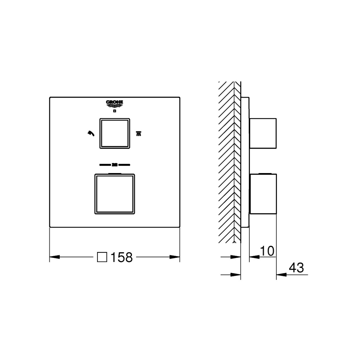 ΑΝΑΜΙΚΤΗΣ ΕΝΤΟΙΧΙΖΟΜΕΝΟΣ GROTHERM CUBE ΙΙ 24154DC0 SUPERSTEEL GROHE - Image 2