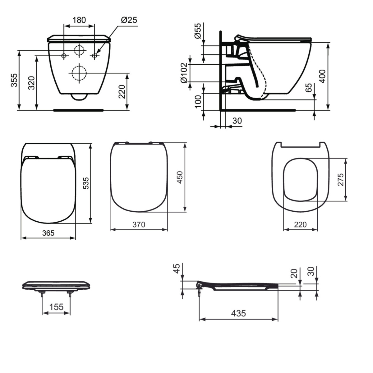 ΣΕΤ ΛΕΚΑΝΗ ΚΡΕΜΑΣΤΗ TESI II AQUABLADE HF ΜΕ ΚΑΛΥΜΜΑ SOFT CLOSE ΛΕΥΚΟ IDEAL - Image 2