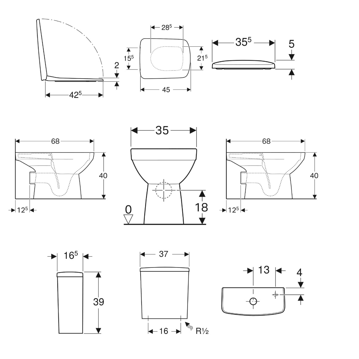 ΣΕΤ ΛΕΚΑΝΗ SELNOVA SQUARE RIMFREE ΧΑΜΗΛΗΣ ΠΙΕΣΗΣ ΠΙΣΩ ΣΙΦΩΝΙ ΜΕ ΚΑΖΑΝΑΚΙ ΚΑΙ ΚΑΛΥΜΜΑ SOFT CLOSE ΛΕΥΚΟ GEBERIT - Image 2