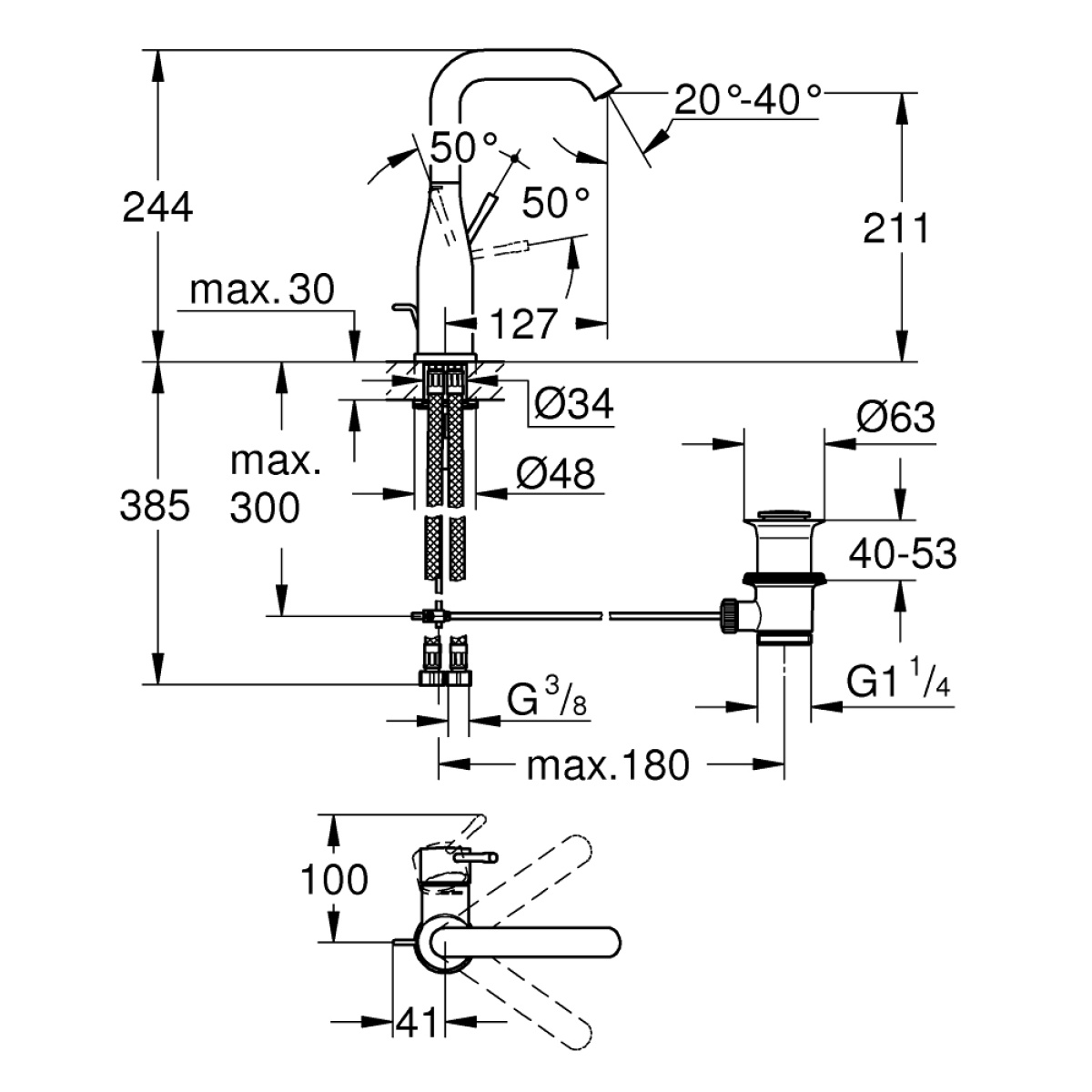 ΜΠΑΤΑΡΙΑ ΝΙΠΤΗΡΟΣ ESSENCE 24174DC1 ΨΗΛΗ SUPERSTEEL GROHE - Image 2