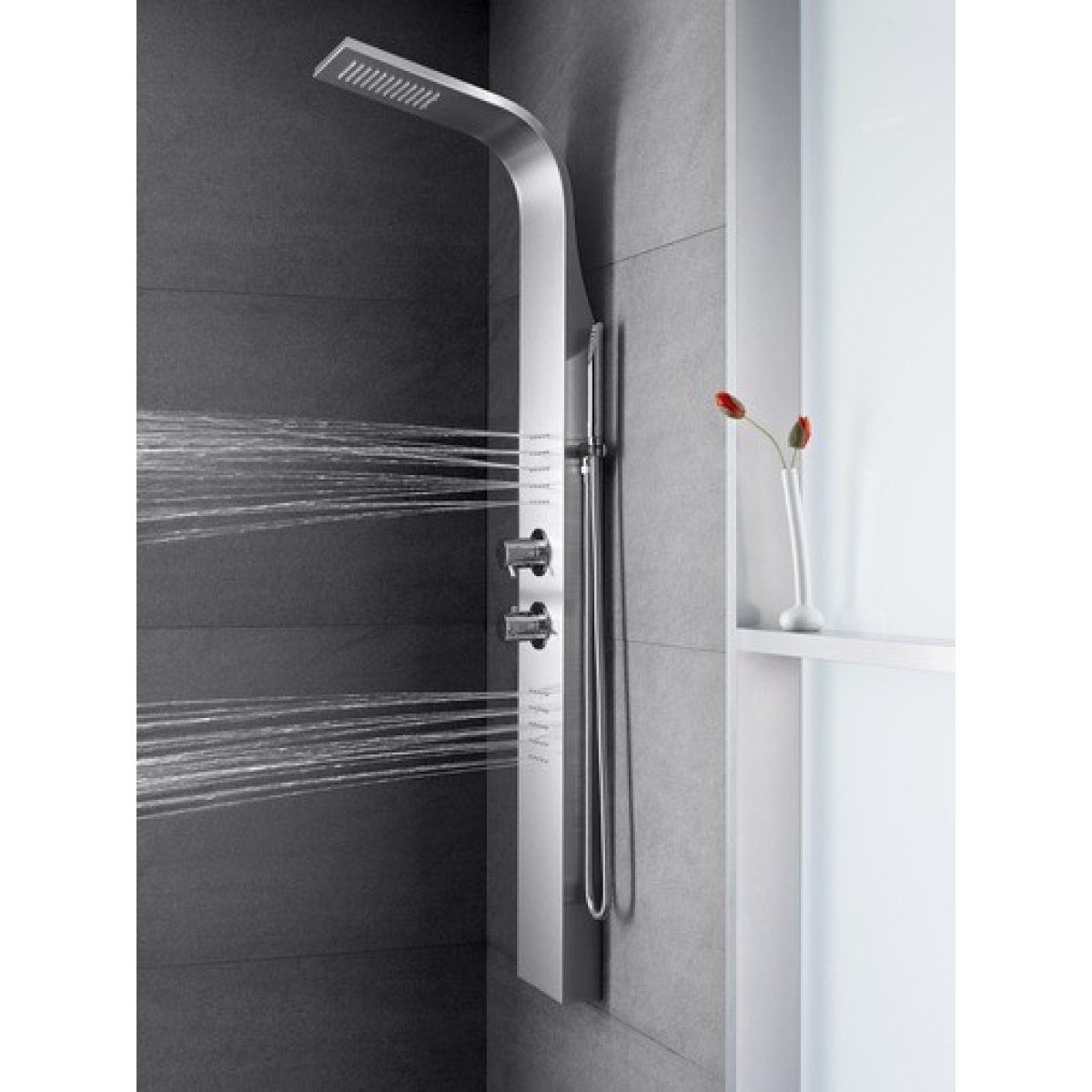ΣΤΗΛΗ ΥΔΡΟΜΑΣΑΖ ESSENTIAL 128,5x22cm ΜΕ ΘΕΡΜΟΣΤΑΤΙΚΗ ΜΠΑΤΑΡΙΑ ΧΡΩΜΕ ΜΑΤ ROCA - Image 3