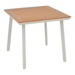 Τραπέζι Synergy αλουμίνιο λευκό-plywood φυσικό 80x80x74εκ - Image 2