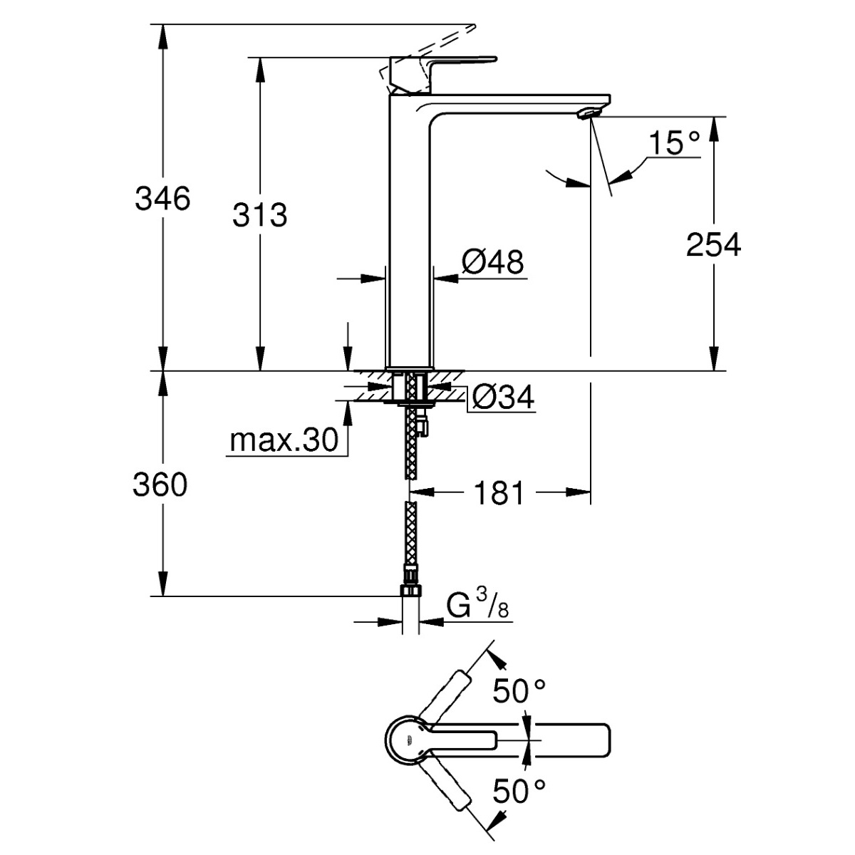 ΜΠΑΤΑΡΙΑ ΝΙΠΤΗΡΟΣ LINEARE 23405DC1 SUPERSTEEL ΨΗΛΗ GROHE - Image 2