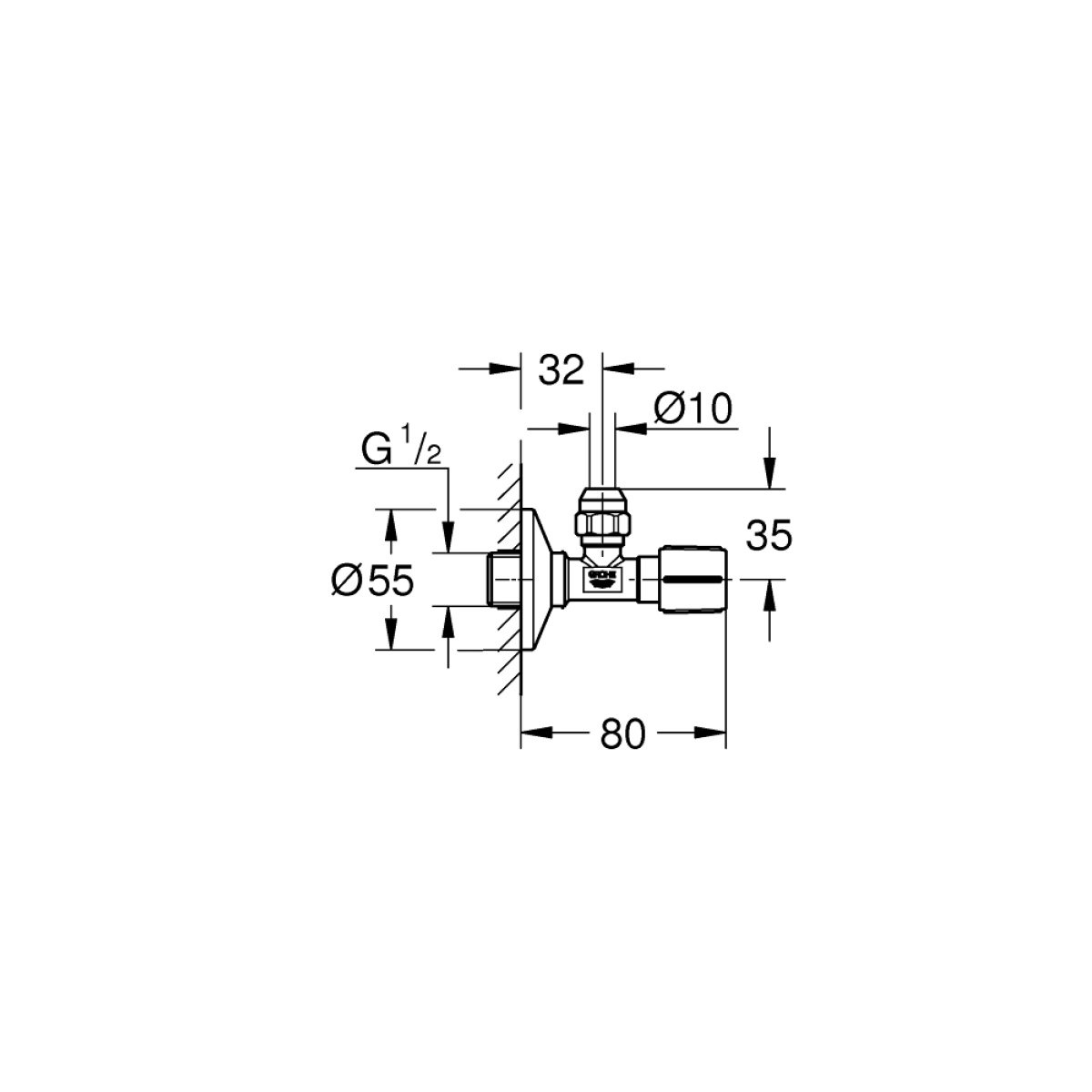 ΔΙΑΚΟΠΤΗΣ ΓΩΝΙΑΚΟΣ 1/2-3/8 22037AL0 BRUSHED HARD GRAPHITE GROHE - Image 2