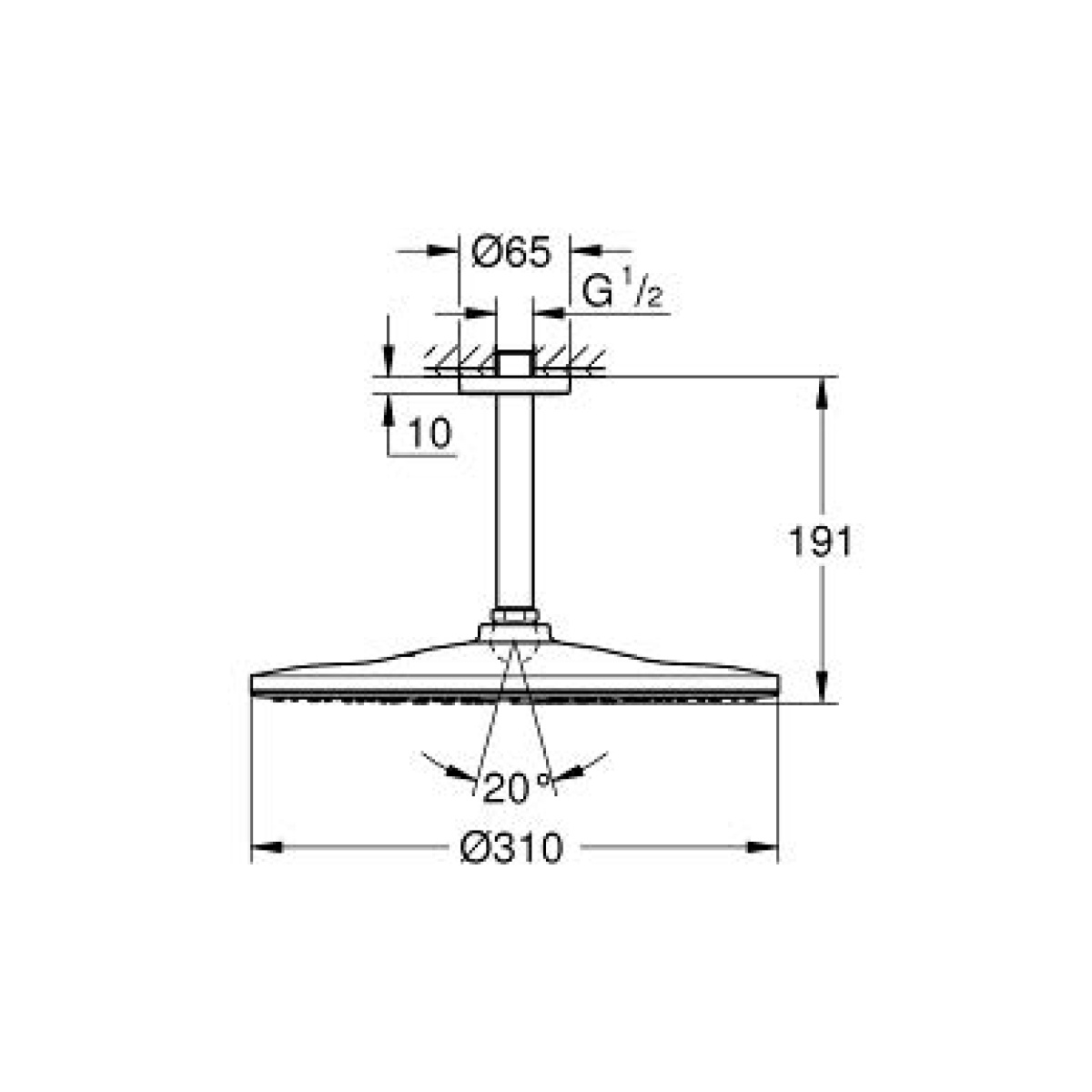 ΚΕΦΑΛΗ ΚΑΙ ΒΡΑΧΙΟΝΑΣ RAINSHOWER MONO 310 22122KF0 PHANTOM BLACK GROHE - Image 2