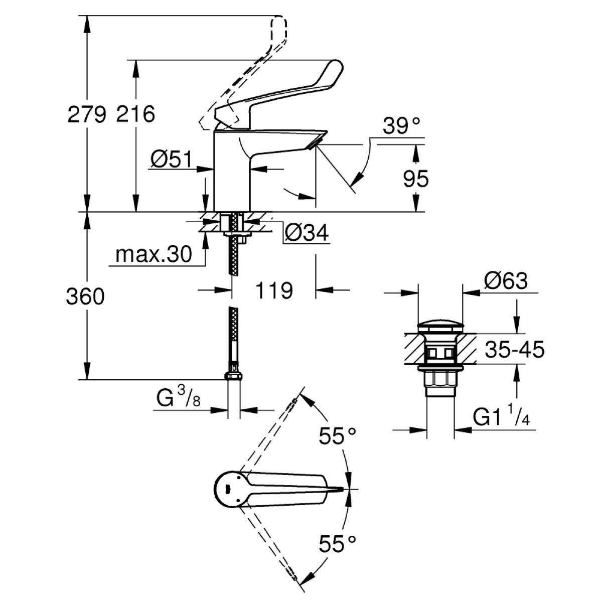 ΜΠΑΤΑΡΙΑ ΝΙΠΤΗΡΟΣ EUROSMART 23982003 ΧΡΩΜΕ GROHE - Image 2