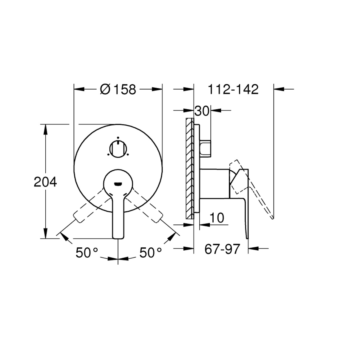 ΑΝΑΜΙΚΤΗΣ ΕΝΤΟΙΧΙΖΟΜΕΝΟΣ III LINEARE 24095001 ΧΡΩΜΕ GROHE - Image 2