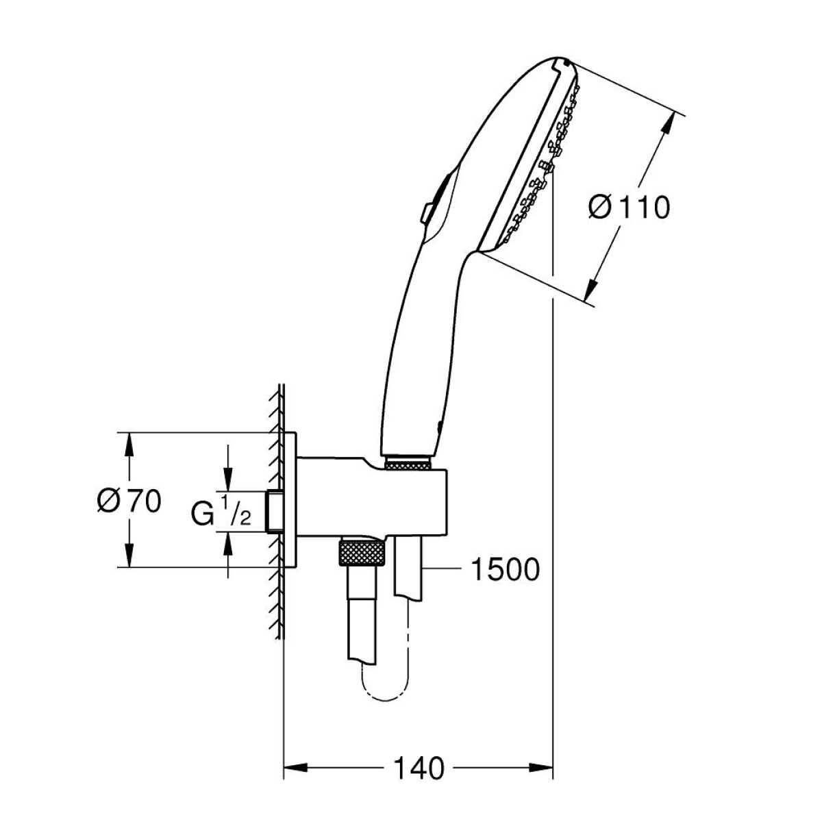 ΠΑΡΟΧΗ ΥΔΡΟΛΗΨΙΑΣ ΣΕΤ TEMPESTA 110 264062433 BLACK MAT GROHE - Image 2