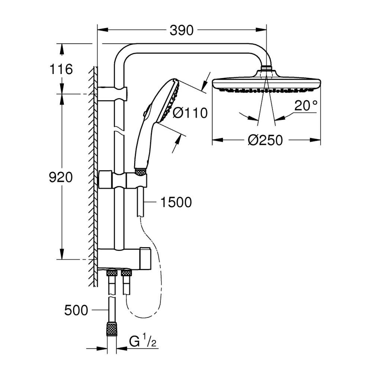 ΣΤΗΛΗ ΝΤΟΥΖ TEMPESTA COSMOPOLITAN SYSTEM 250 26675001 ΧΡΩΜΕ GROHE - Image 2