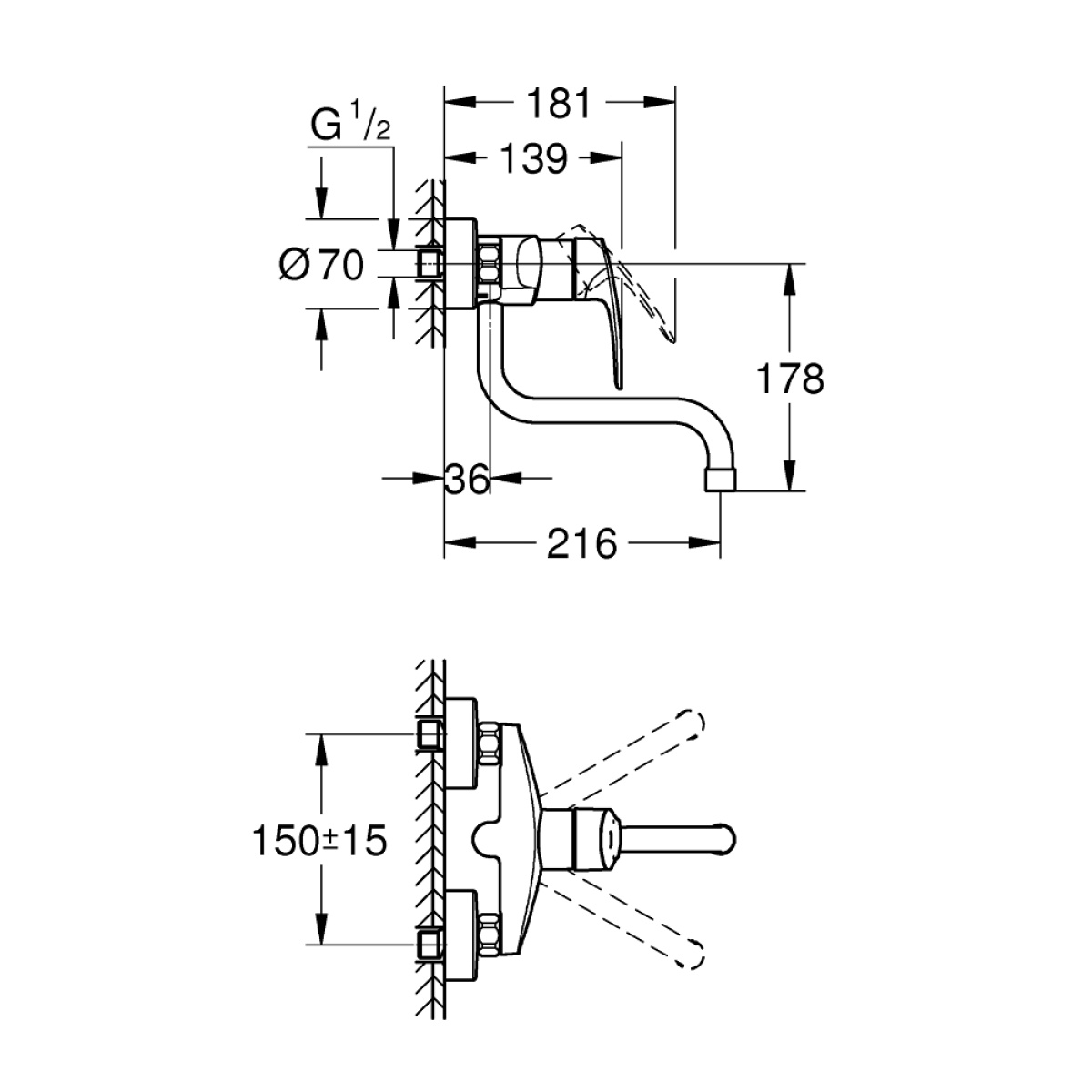 ΜΠΑΤΑΡΙΑ ΝΕΡΟΧΥΤΗ ΤΟΙΧΟΥ EUROSMART ΧΡΩΜΕ 31391003 GROHE - Image 4
