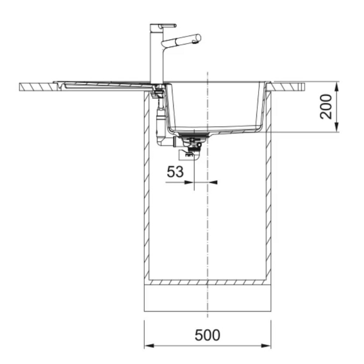 ΝΕΡΟΧΥΤΗΣ ΕΝΘΕΤΟΣ ΓΡΑΝΙΤΗ 86x50cm CENTRO CNG  611 ΜΑΥΡΟ ΜΑΤ FRANKE - Image 3