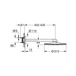 ΚΕΦΑΛΗ ΚΑΙ ΒΡΑΧΙΟΝΑΣ ΤΟΙΧΟΥ RAINSHOWER SMARTACTIVE 310 43cm 26475AL0 BRUSHED HARD GRAPHITE GROHE - Image 2