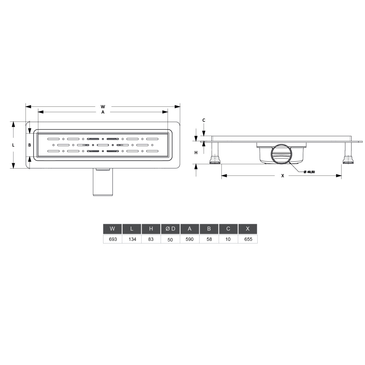 ΚΑΝΑΛΙ ΚΑΙ ΣΧΑΡΑ ΝΤΟΥΖΙΕΡΑΣ ΙΝΟΞ 60cm 4022 - Image 2