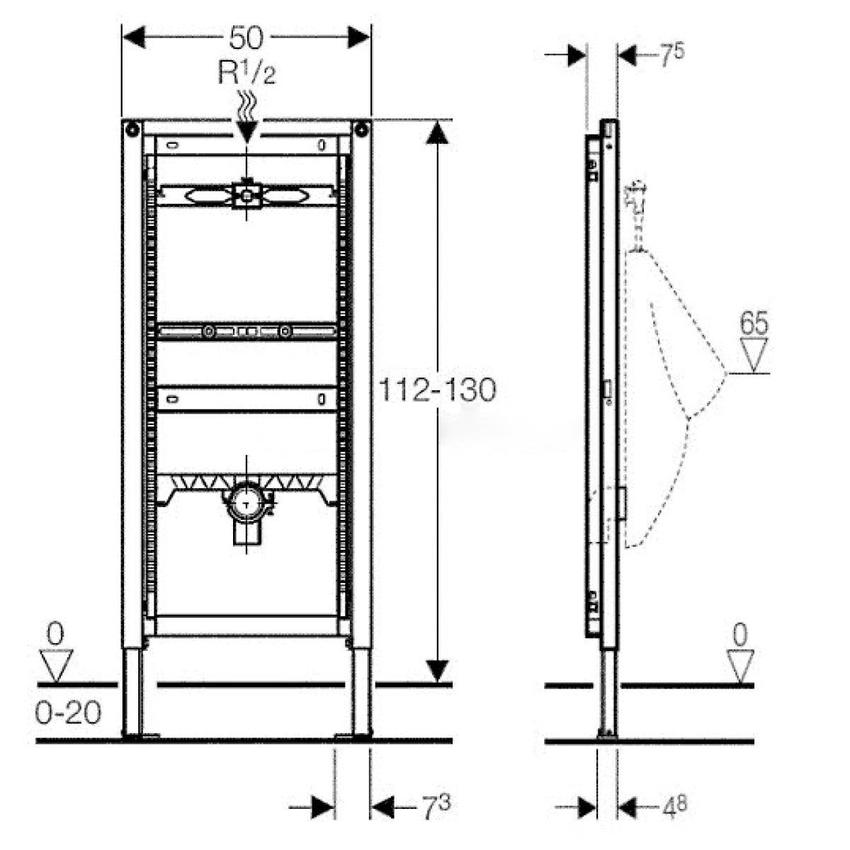 ΣΥΣΤΗΜΑ ΣΤΗΡΙΞΗΣ ΟΥΡΗΤΗΡΙΟΥ DUOFIX 112-130cm 111.686.00.1 GEBERIT - Image 2