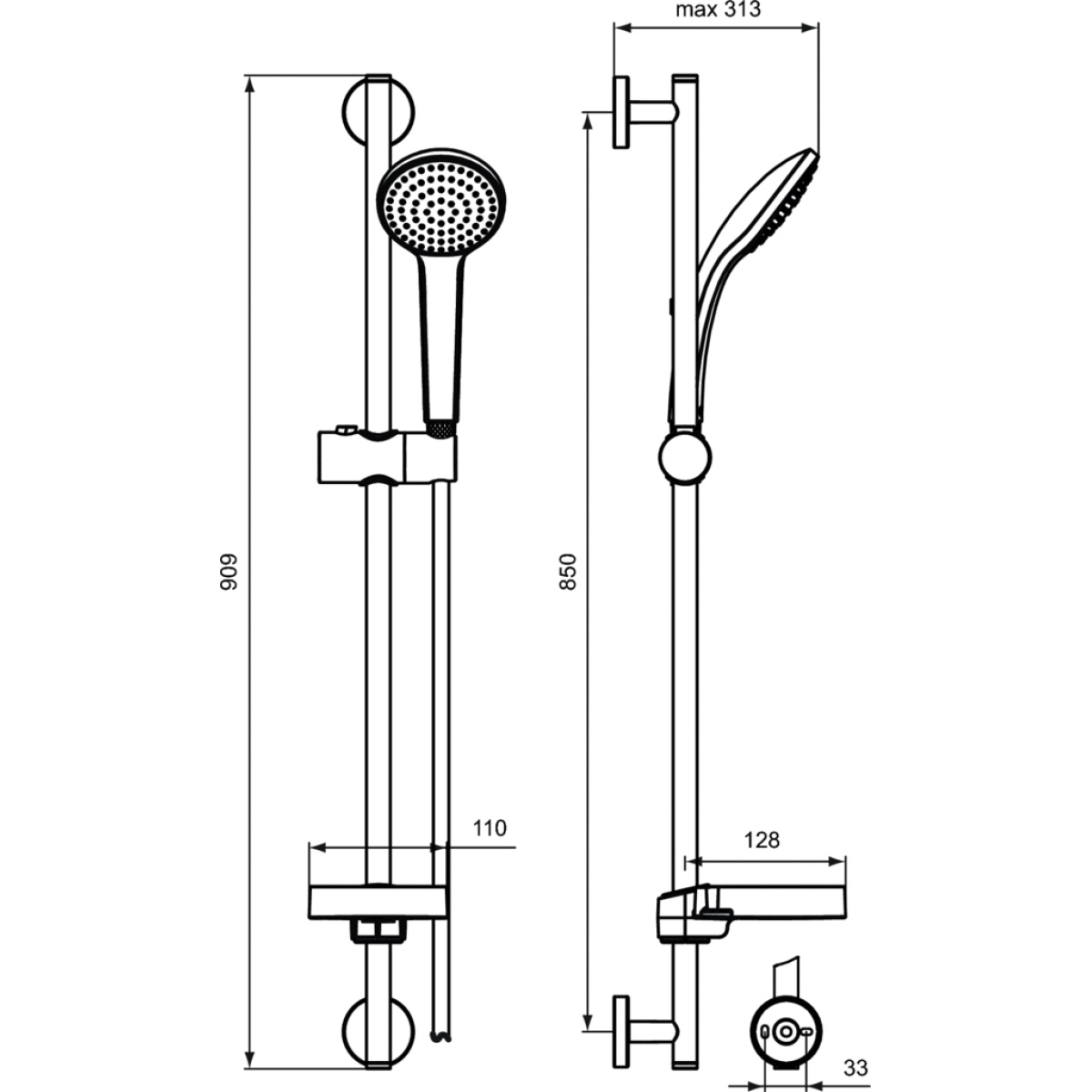 ΣΕΤ ΝΤΟΥΣ IDEALRAIN FAMILY M1 90cm ΧΡΩΜΕ IDEAL - Image 2