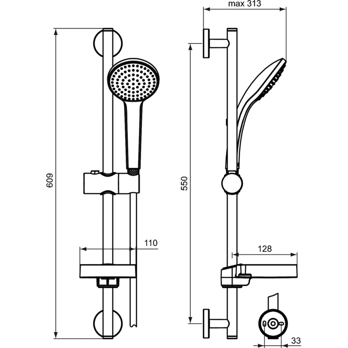 ΣΕΤ ΝΤΟΥΣ IDEALRAIN FAMILY M1 60cm ΧΡΩΜΕ IDEAL - Image 2