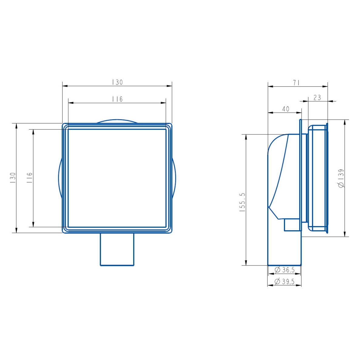 ΣΧΑΡΑΚΙ  ΜΕ ΒΑΣΗ 13x13cm INOX ΤΕΤΡΑΓΩΝΟ PICCADILLY - Image 3