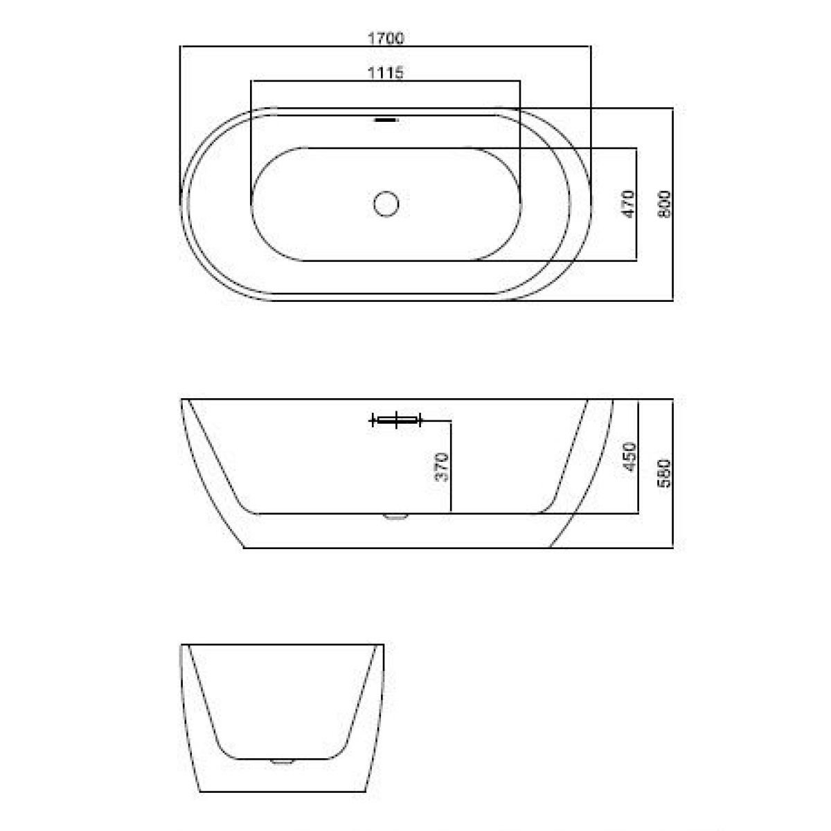 ΜΠΑΝΙΟ ΣΟΡΑ ΒΑ105 170x80cm ΕΛΕΥΘΕΡΗΣ ΤΟΠΟΘΕΤΗΣΗΣ ΜΑΥΡΟ ΓΥΑΛΙΣΤΕΡΟ PICCADILLY - Image 2