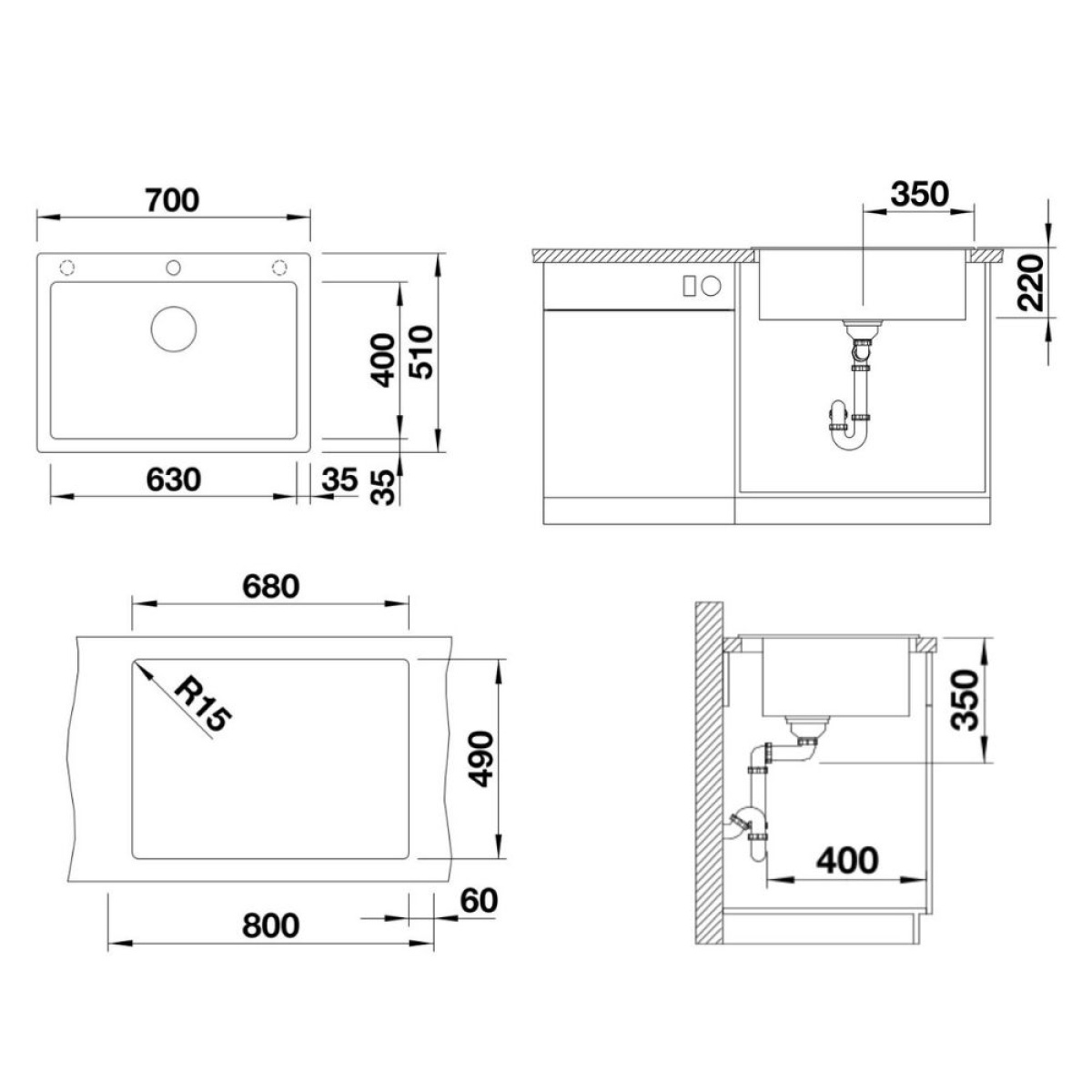 ΝΕΡΟΧΥΤΗΣ ΓΡΑΝΙΤΗ 70x51cm ΜΠΛΑΝΚΟ ΠΛΕΟΝ 8 ANTHRACITE - Image 2