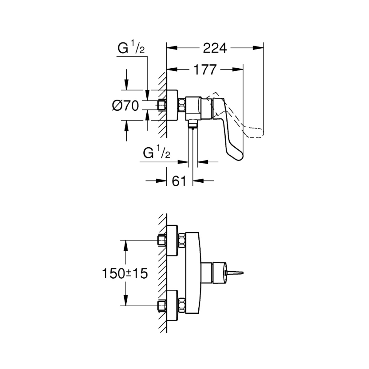 ΜΠΑΤΑΡΙΑ ΝΤΟΥΖΙΕΡΑΣ EUROSMART 25244003 ΧΡΩΜΕ GROHE - Image 2