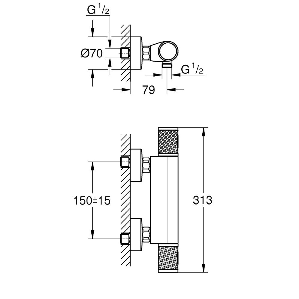 ΜΠΑΤΑΡΙΑ ΝΤΟΥΖΙΕΡΑΣ GROHTHERM 1000 PERFORMANCE 34827000 ΘΕΡΜΟΣΤΑΤΙΚΗ GROHE - Image 2
