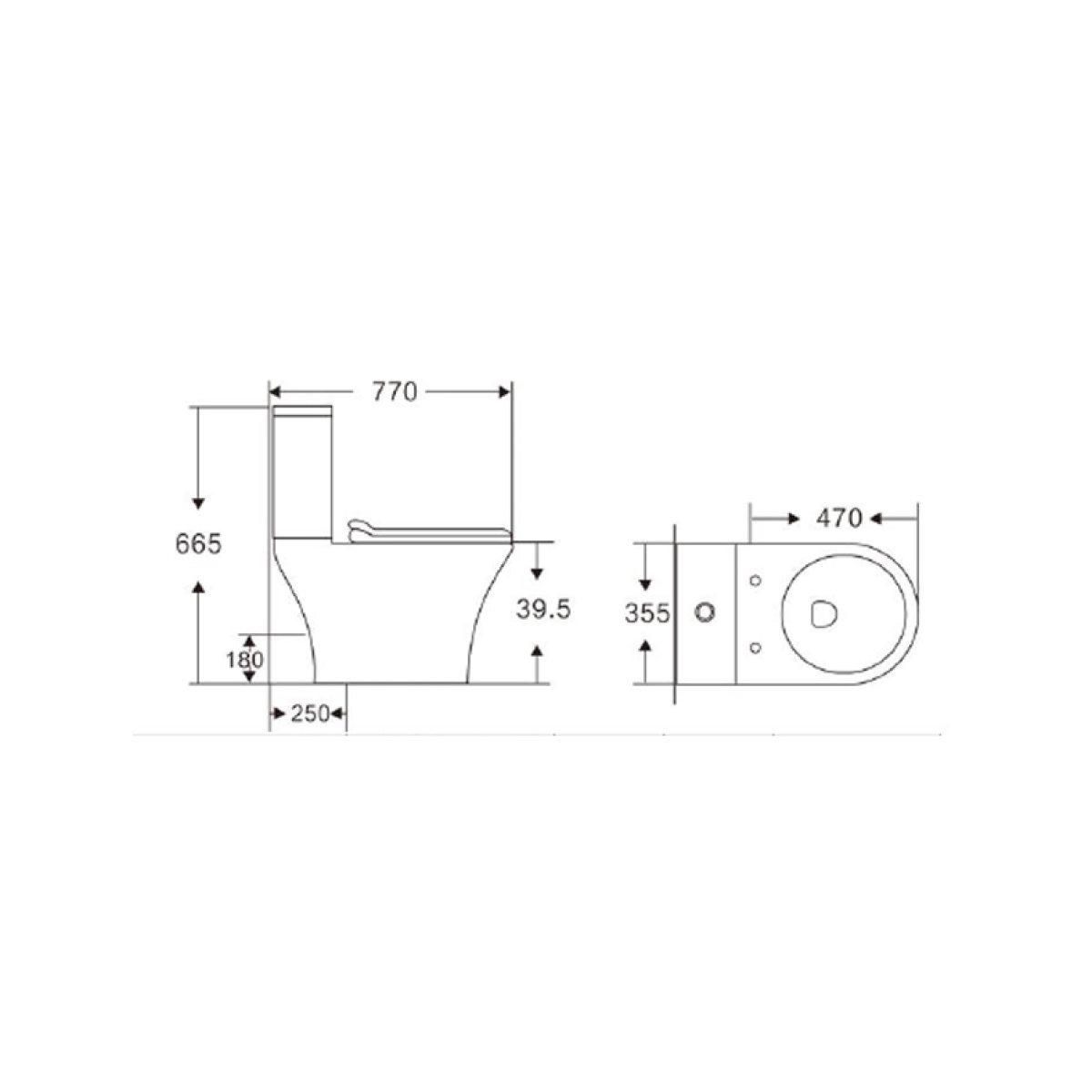 Ceramica Julia Rimless Λεκάνη Δαπέδου Πισωστόμια Χ.Π 66,5 εκ. - Image 2