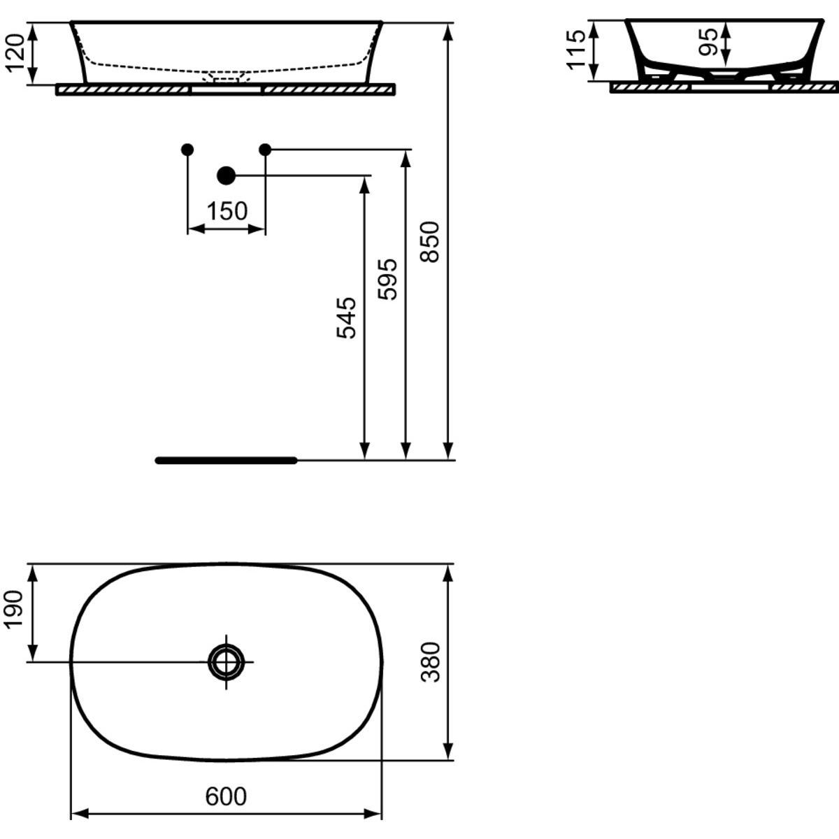 ΝΙΠΤΗΡΑΣ ΠΟΡΣΕΛΑΝΗΣ ΟΒΑΛ  IPALYSS 60x38cm ΕΛΕΥΘΕΡΗΣ ΤΟΠΟΘΕΤΗΣΗΣ SAGE IDEAL - Image 2