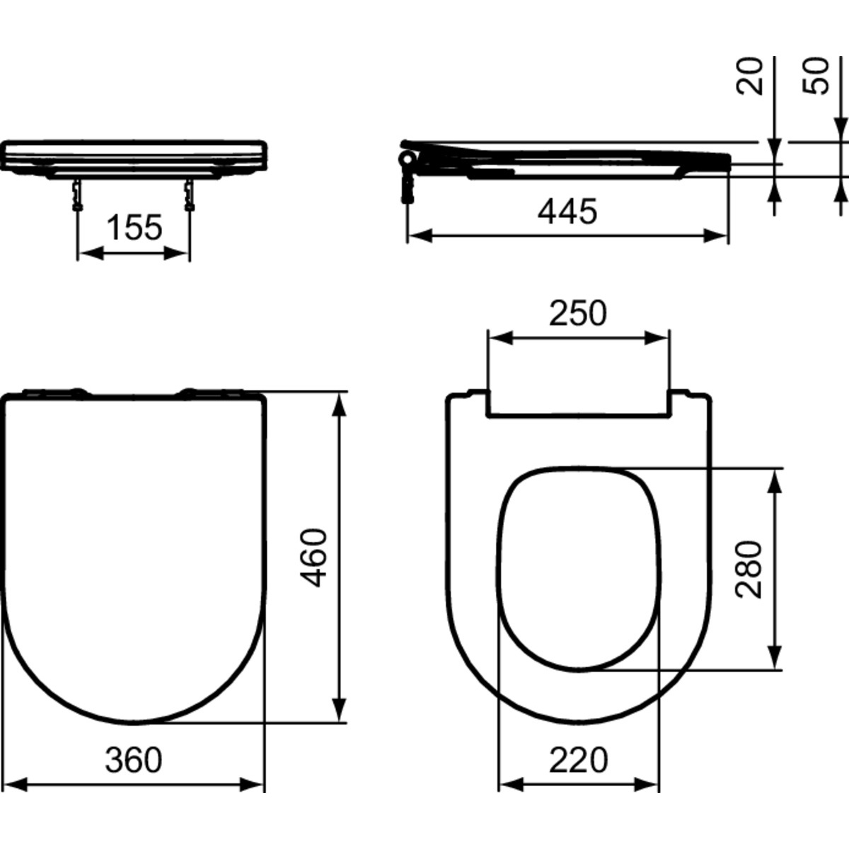 ΣΕΤ ΛΕΚΑΝΗΣ ΚΡΕΜΑΣΤΗΣ BLEND CURVE AQUABLADE ΜΕ ΚΑΠΑΚΙ SOFT CLOSE SLIM ΛΕΥΚΟ IDEAL - Image 3